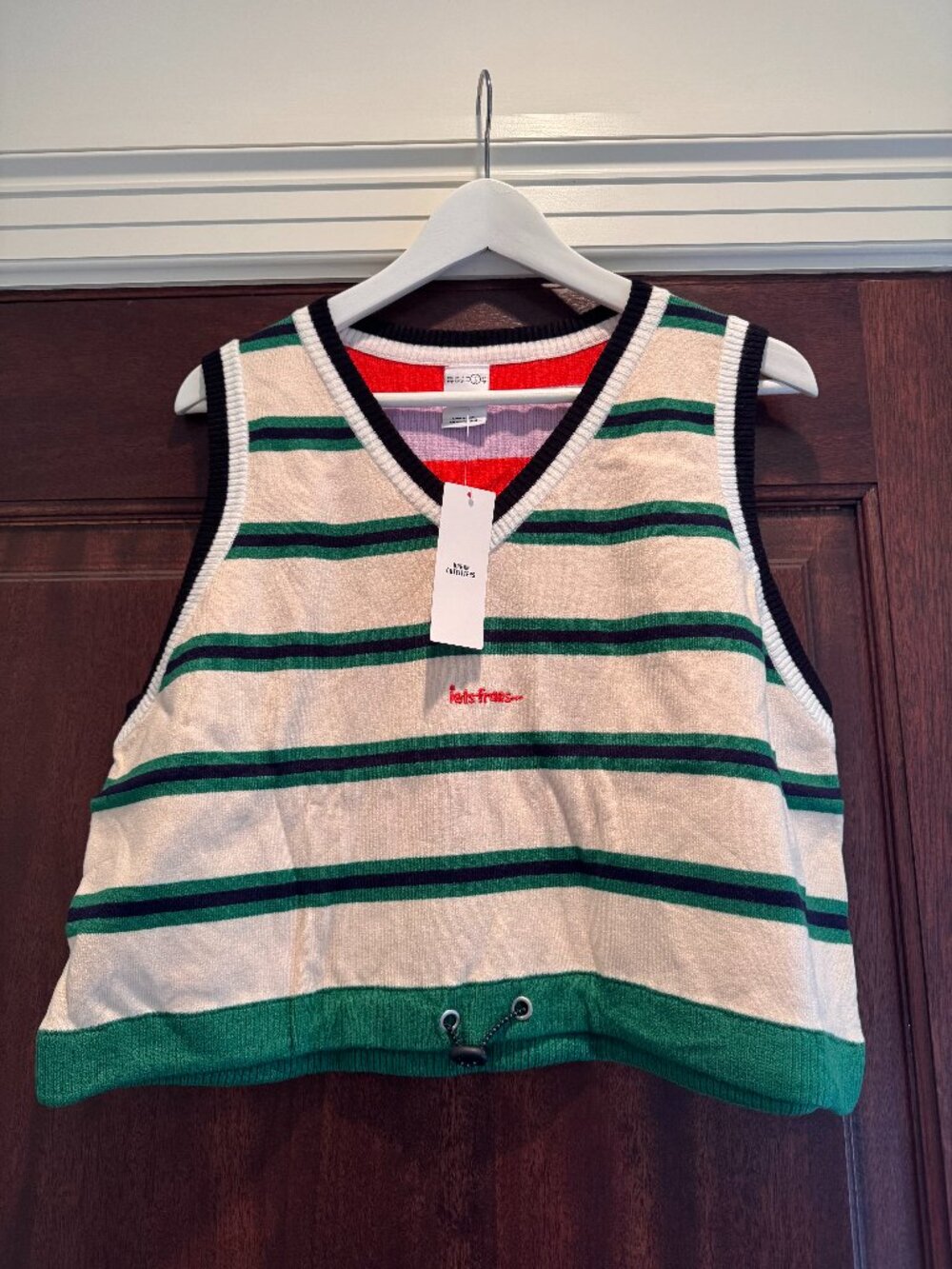 Urban Outfits Iets Frans Varsity Stripe Sweater Vest Size L